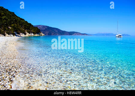Paesaggio della spiaggia Gidaki Ithaca Grecia Foto Stock