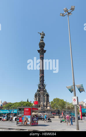 Barcellona, Spagna- agosto 8:statua in bronzo di Cristoforo Colombo nella porta del 8 agosto 2016 a Barcellona - Spagna Foto Stock