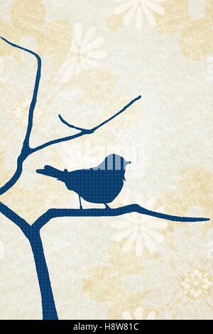Silhouette di uccelli nel tree artwork Foto Stock
