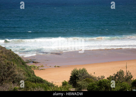 Guardando verso il basso sulla spiaggia Turimetta, vicino warriewood , che è quella di Sydney la famosa Northern Beaches, Nuovo Galles del Sud, Australia Foto Stock