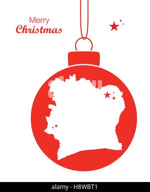 Buon Natale illustrazione con tema mappa della Costa d Avorio Illustrazione Vettoriale