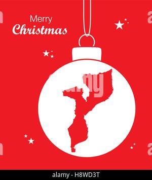 Buon Natale illustrazione con tema mappa del Mozambico Illustrazione Vettoriale