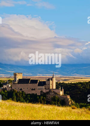 Spagna, Castiglia e Leon, Segovia, vista dell'Alcazar. Foto Stock