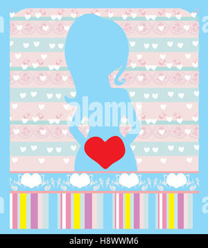 Donna incinta, baby shower card Foto Stock