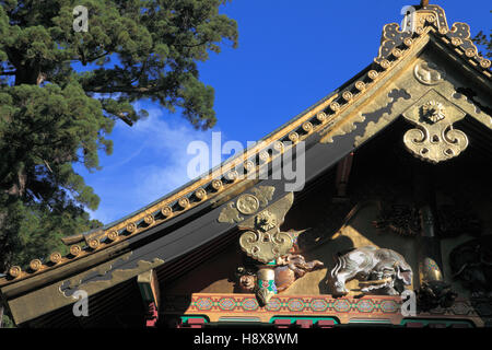 Giappone, Nikko, il Santuario Toshogu, architettura dettaglio, Foto Stock