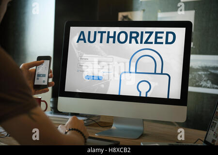 Accessibilità autorizzato la sicurezza di rete il concetto di sistema Foto Stock