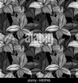 Lilly natura fiori e foglie acquerello seamless sfondo pattern Foto Stock