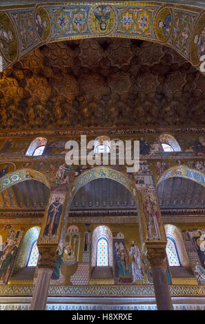 Cappella Palatina, la Cappella Palatina e il Palazzo Reale di Palermo, Sicilia, Italia Foto Stock