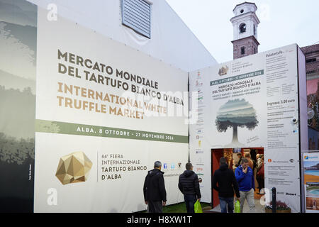 Il tartufo bianco di ingresso sul mercato durante il Bianco di Alba Fiera del Tartufo di Alba, Italia Foto Stock