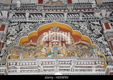 Murale di Durbar Hall, Thanjavur Maratti Palace, Tanjore, Tamil Nadu, India Foto Stock