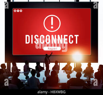 Scollegare il problema di rete del software della tecnologia di concetto Foto Stock