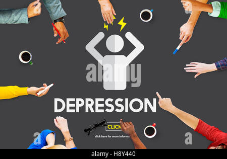 Depressione mal di testa Stress Disorder malattia concetto Foto Stock