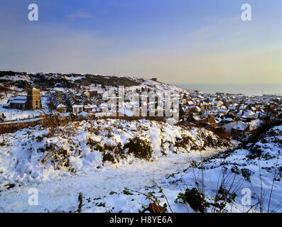 Hastings old town nella neve. East Sussex. In Inghilterra. Regno Unito Foto Stock