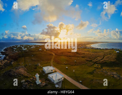 Uruguay, Rocha dipartimento, vista in elevazione del Cabo Polonio al tramonto. Foto Stock