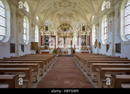 Vista interna di San Coloman Chiesa - la Chiesa dei Pellegrini, Schwangau, Baviera, Germania Foto Stock