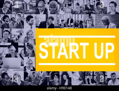 Collage Diverse persone Start Up Concept Foto Stock