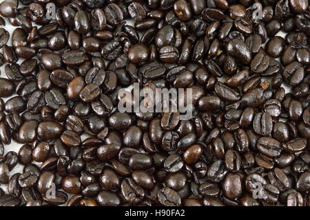 Mazzetto di chicchi di caffè tostati sfondo di formatura Foto Stock