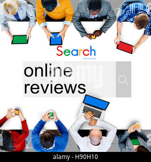 Recensioni online commento di feedback Concetto di suggerimento Foto Stock