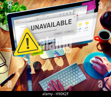 Non disponibile Impossibile collegare il concetto di notifica Foto Stock