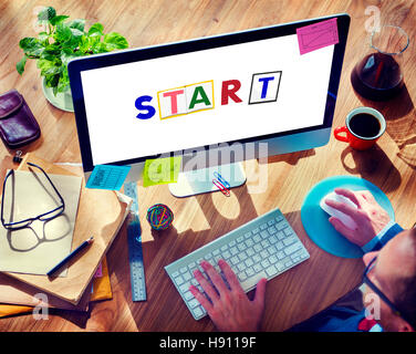 Start iniziare aprire motivazione concetto pronto Foto Stock