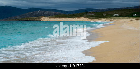 Scarista Beach, onde, acqua, mare, Isle of Harris, Scozia Foto Stock