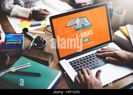 E-Libri E-Reader Media letteratura Innovazione Tecnologia Concept Foto Stock