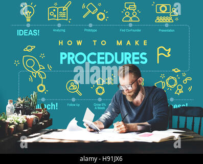 Le procedure di approccio di azione tecnica di processo di concetto Foto Stock