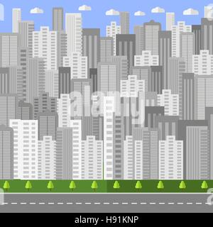 Sullo sfondo della città. Paesaggio urbano Illustrazione Vettoriale