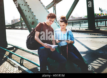 Accoppiare il ponte di ritrovo in viaggio di mappa concettuale Foto Stock