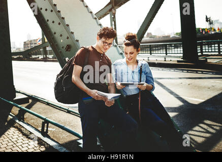 Accoppiare il ponte di ritrovo in viaggio di mappa concettuale Foto Stock