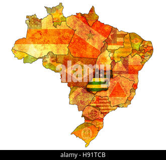 Stato di Goias sulla mappa admistration del brasile con bandiere Foto Stock