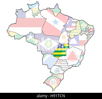 Stato di Goias sulla mappa admistration del brasile con bandiere Foto Stock