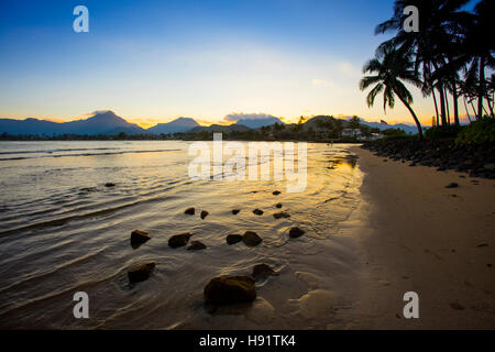 Tramonto, Kailua Beach, Oahu, Hawaii Foto Stock