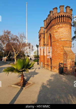 Il Cile, Santiago, in vista di ciò che rimane del vecchio forte spagnolo sulla sommità della collina di Santa Lucia. Foto Stock