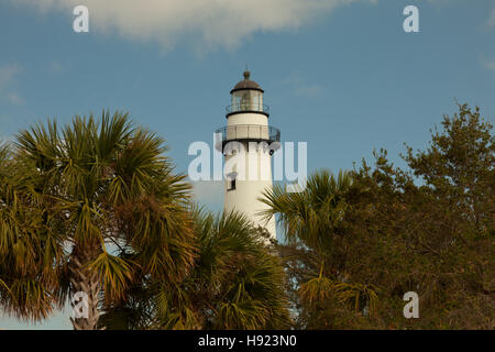 Il faro sulla punta meridionale di St Simons Island in Georgia Foto Stock