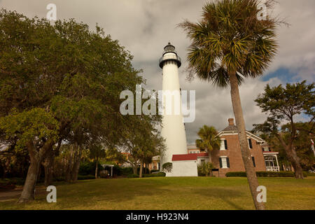 Il faro sulla punta meridionale di St Simons Island in Georgia Foto Stock