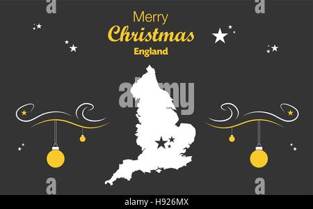Buon Natale illustrazione con tema mappa di Inghilterra Illustrazione Vettoriale