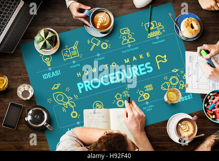 Le procedure di approccio di azione tecnica di processo di concetto Foto Stock
