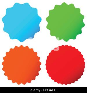 Starburst diversi / badge sunburst, forme in 4 colori Illustrazione Vettoriale