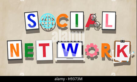 Social network sociale tecnologia Medai concetto collegato Foto Stock