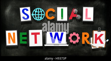 Social network sociale tecnologia Medai concetto collegato Foto Stock