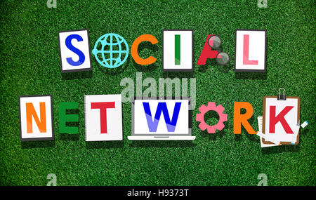 Social network sociale tecnologia Medai concetto collegato Foto Stock