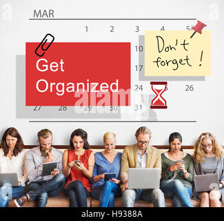 Organizzati Planner Calendario concetto di gestione Foto Stock