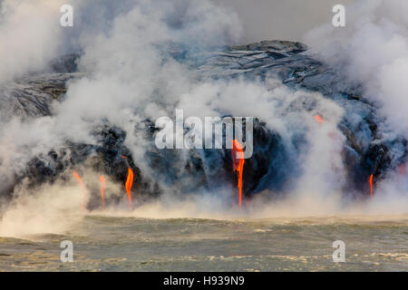 Lava Tour in Barca, vulcano Kilauea, HVNP. Isola di Hawaii, Hawaii Foto Stock