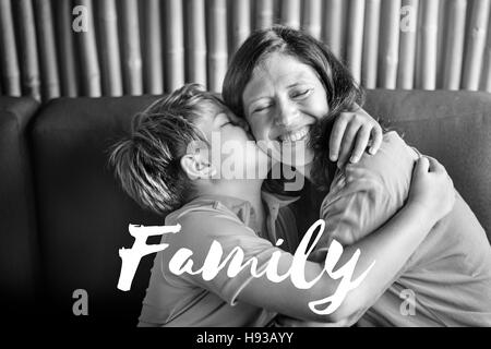 I genitori Amore Figlio Bliss parole concetto grafico Foto Stock