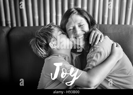 I genitori Amore Figlio Bliss parole concetto grafico Foto Stock