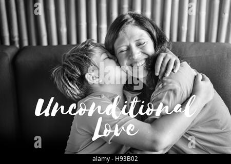 I genitori Amore Figlio Bliss parole concetto grafico Foto Stock