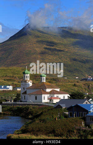 Chiesa Russa Ortodossa, Unalaska isola, isole Aleutian, Alaska, STATI UNITI D'AMERICA Foto Stock