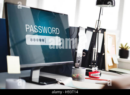 La password di accesso a Internet Firewall Log-in privato concetto Foto Stock