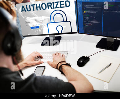 Accessibilità autorizzato la sicurezza di rete il concetto di sistema Foto Stock